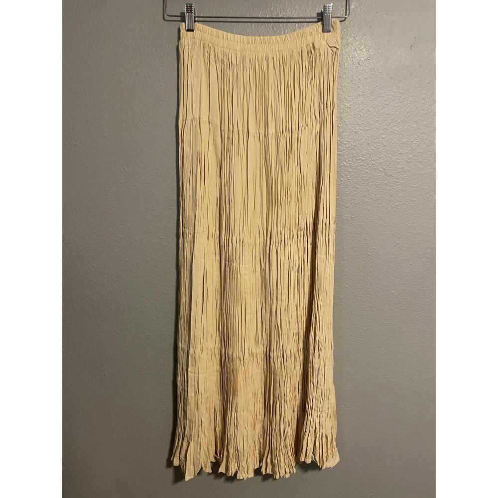 Vintage Circle T Skirt Womens Medium Crinkle Peasant Maxi Elastic Waist Boho 90s